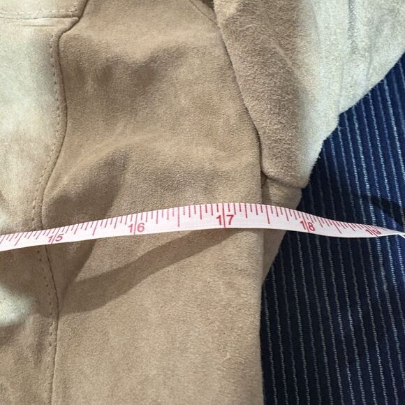 Style & Co Suede Leather Jacket Womens M Tan Button Up Boho Core Fall Neutral - Picture 4 of 6